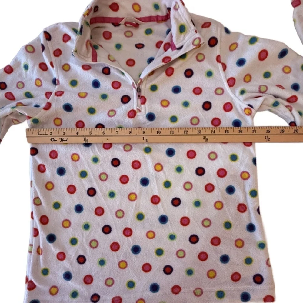 Lands End Fleece Half-Zip kids Pullover with Multicolor Polka Dots. L/14